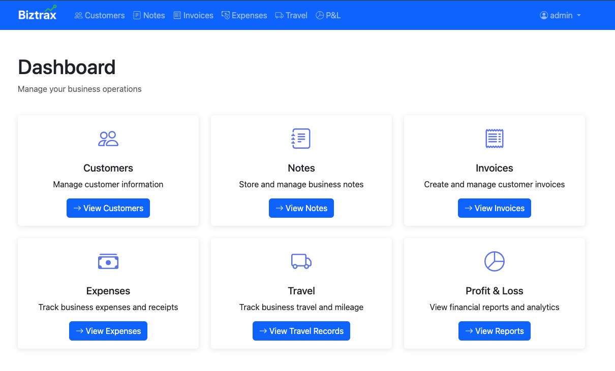 BizTrax Dashboard