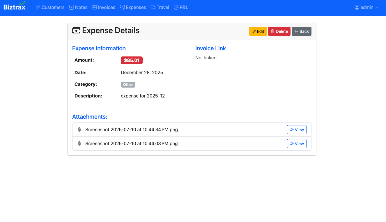 Expense Tracking Interface